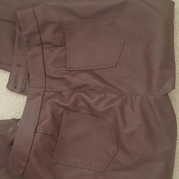 Dark Chocolate Faux Leather Jeans - Picture 5 of 5